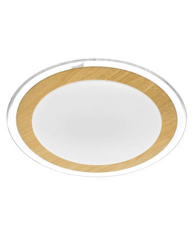 Telbix Astrid 30W Dimmable Satin & Oak/Tri-Colour LED Oyster Ceiling Light - ASTRID OY43-OK3C