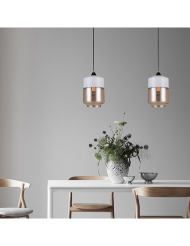 CASA1 - CASA White With Amber Jar Shape Pendant CASA1
