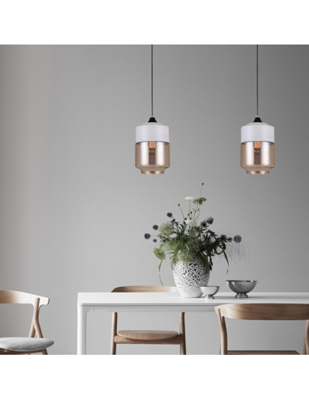 CASA1 - CASA White With Amber Jar Shape Pendant CASA1