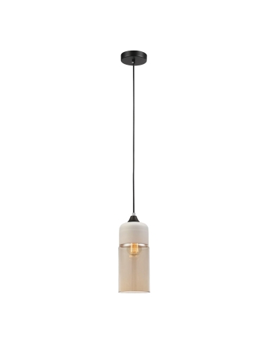CASA3 - CASA Retro White With Amber Oblong Pendant Light