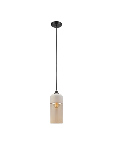 Oblong Pendant Light ES 72W With White & Amber - CASA3