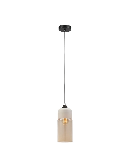 CASA3 - CASA Retro White With Amber Oblong Pendant Light