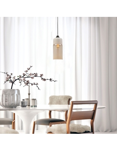 Oblong Pendant Light ES 72W With White & Amber - CASA3