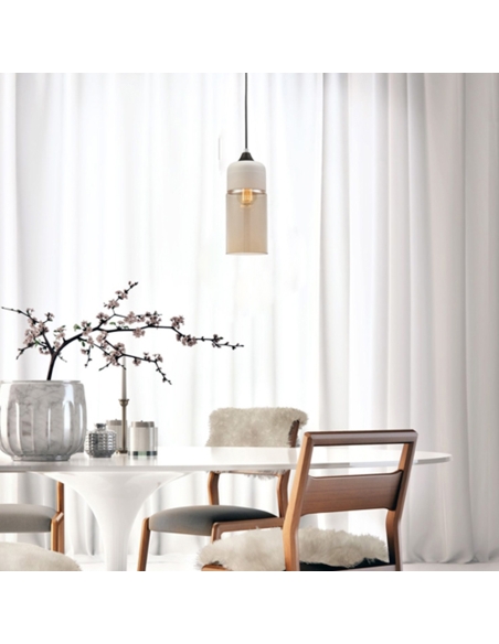 Oblong Pendant Light ES 72W With White & Amber - CASA3