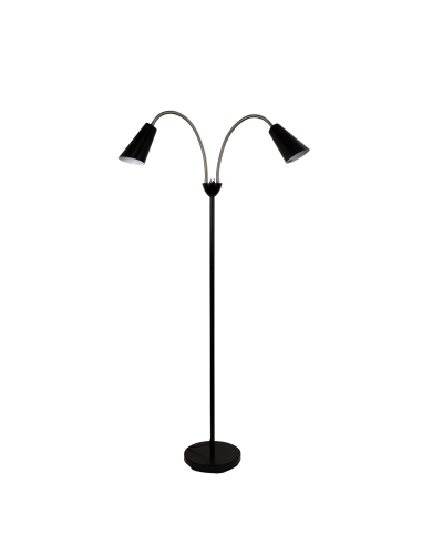 Oriel Walt 2 Light Flexible Neck Floor Lamp Black / Brushed Chrome - SL98812BC