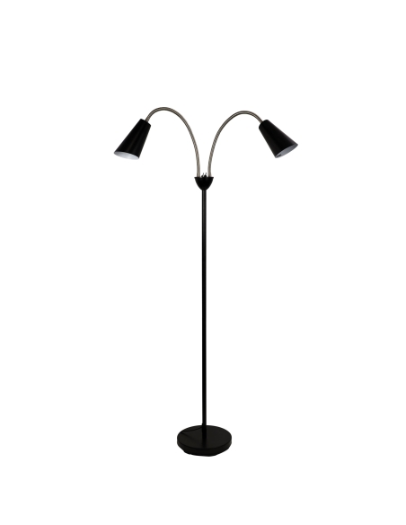 SL98812BC - Walt Twin Floor Lamp Brushed Chrome + Black - Black And Brushed Chrome