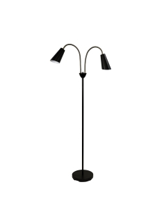 Oriel Walt 2 Light Flexible Neck Floor Lamp Black / Antique SL98812AB