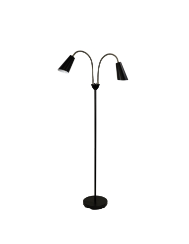 Oriel Walt 2 Light Flexible Neck Floor Lamp Black / Antique Brass - SL98812AB