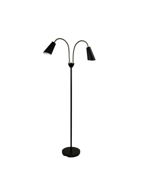 SL98812AB - Walt Twin Floor Lamp Ant Brass + Black - Black And Antique Brass