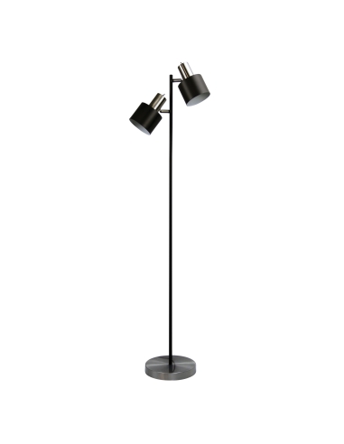 Oriel 2 Light Floor Lamp Black with Brushed Chrome Head - SL98787/2BC