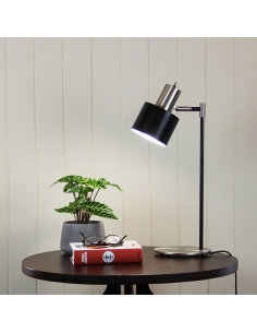 Oriel ARI 1 Light Desk Lamp Black With Brushed Chrome Head SL98786BC 2