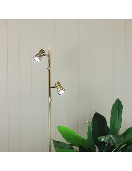 SL98592AB - Daxam LED Twin Floor Lamp Ant Brass - SL98592AB