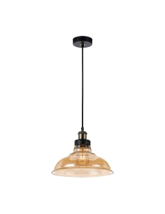 Hertel 1 Light Pendant Large - Black/Amber HERTEL PE30-BKAM