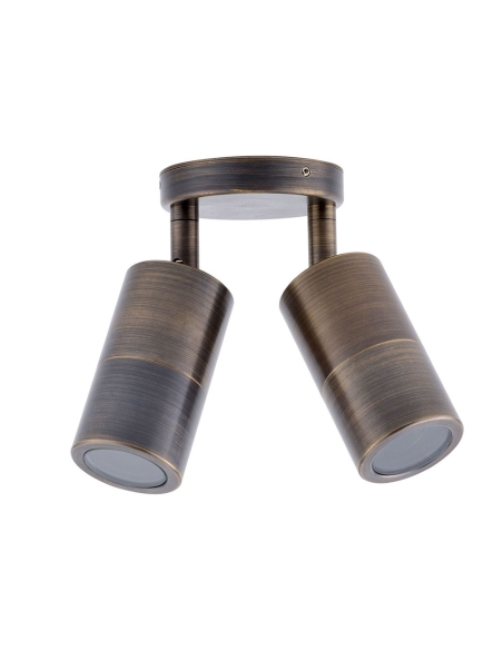 PG2ABR - GU10 Exterior Wall Pillar Spot Lights (Rustic Brass) IP65