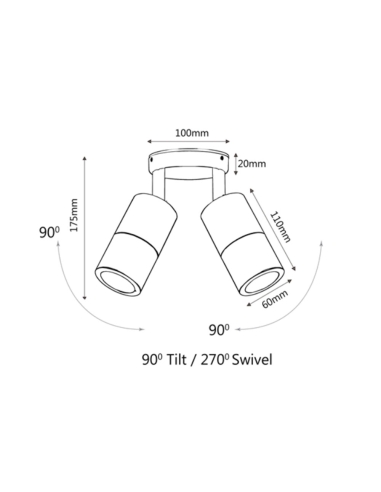 PG2ABR - GU10 Exterior Wall Pillar Spot Lights PG2ABR