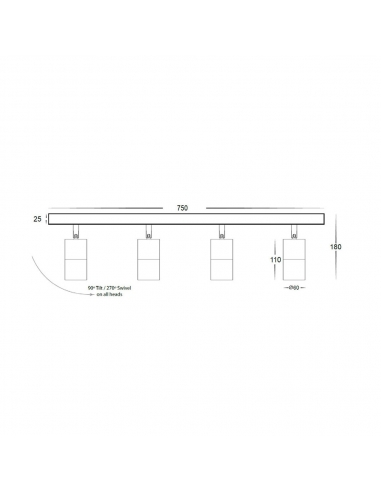PG4BARWH - GU10 Exterior Adjustable Head Bar PG4BARWH