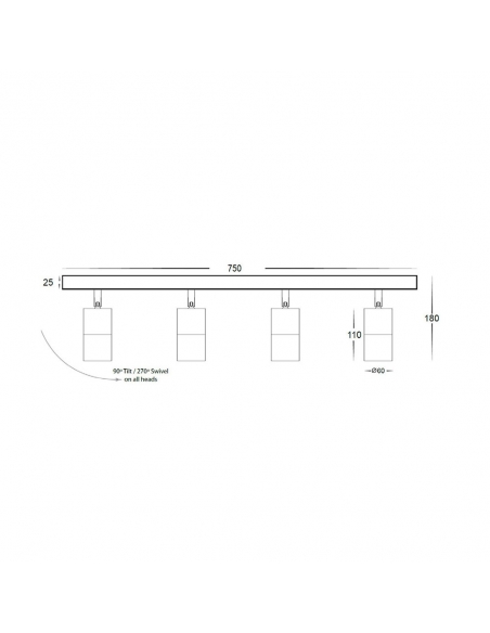 PG4BARWH - GU10 Exterior Adjustable Head Bar PG4BARWH