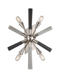 Sputnik Modern Grey Washed Wood Wall Light Polished Nickel SPUTNIK2