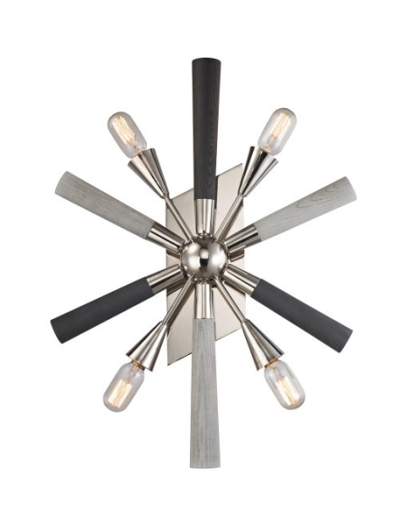 SPUTNIK2 - SPUTNIK Polished Nickel Dark-Light Grey Wood Wall Light