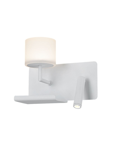 VIGOL - VIGO City Series LED 2 Switch Frosted Glass Deco Wall Light & Reading Light (with USB charger) - Left Oriented Readin...