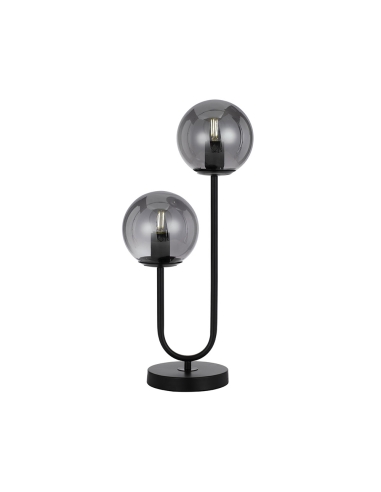 Eterna 2 Light Table Lamp 2x25 watt E27 max Overall Height 550mm Shade Diameter 150mm Base Diameter 160mm - Black/Smoke Glass