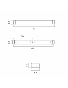 Edge Low Profile Batten 20 watt LED Length 600mm Width 83mm EDGE 060.20.3C 2
