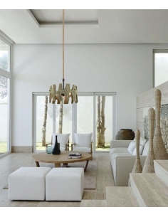 PENDANT ES 3 x 60W LGE RND Weathered Grey Wood OD510mm x HOPI01 2