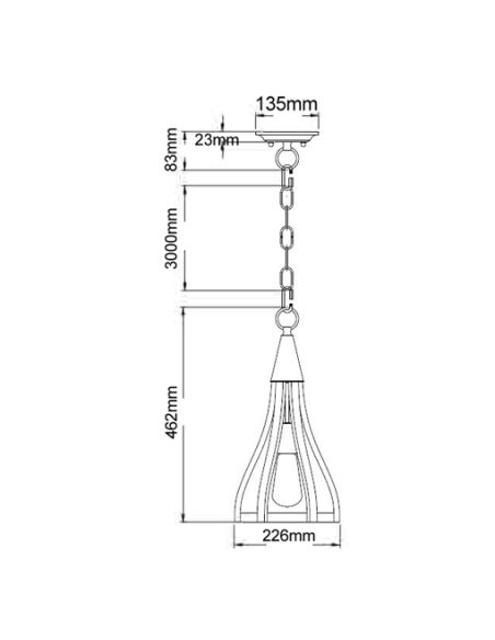 PENDANT ES 60W Oak Dark Red Wood SML BELL OD226mm KHALEESI1