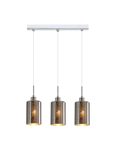 ESPEJO3X3S - ESPEJO3 Interior Iron & Chrome Oblong Glass with Dotted Effect Pendant Lights