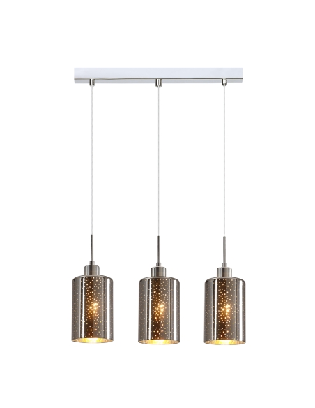 ESPEJO3X3S - ESPEJO3 Interior Iron & Chrome Oblong Glass with Dotted Effect Pendant Lights