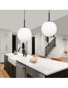 Telbix Bally Black & Opal Matt Large Pendant Light - BALLY BALLY PE 12-BKOM 2