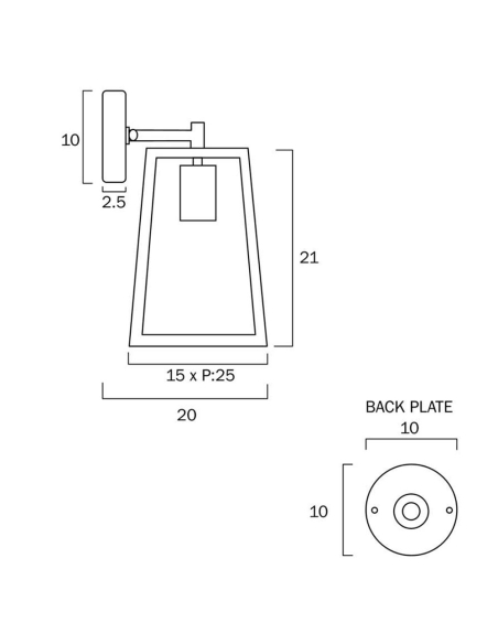 CANTENA WB15-AB - CANTENA 15 WALL LIGHT - ANTIQUE CANTENA WB15-AB