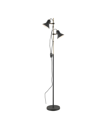 Corelli 2 Floor Lamp 2x6 watt GU10 max Height 1535mm Width 317mm - Dark Grey/Antique Brass