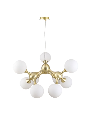 Telbix Cosmic 80 Pendant 9x28 watt max G9 Height 330mm Width 800mm Cable 1.0m - Brass/Opal