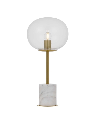 Dimas 1 Light Table Lamp Width 230mm Diameter 230mm Height 40mm - White/Antique Gold