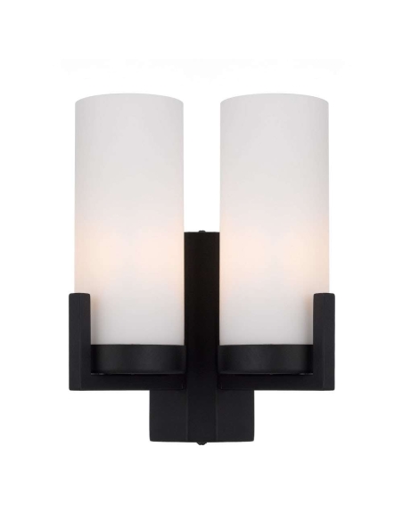 Eamon 2 Light Wall Light 2x25 watt E14 Shade Width 80mm Height 250mm Projection 160mm - Black/Opal Matt
