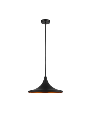 PENDANT ES 72W BLK MEXICAN HAT with gold dimpled internal OD350mm x L170mm 3m cable WTY 1YR