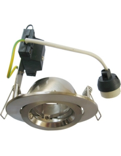 Down Light Fitting GU10 Gimbal Silver/Chrome Round 90mm + CLADL24S