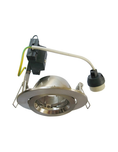 Down Light Fitting GU10 Gimbal Silver/Chrome Round 90mm + L/H - 1 Year Warranty
