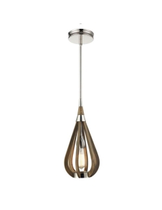 Modern Timber Wood 1 Light ES 60W Pendant Taupe Small Tear BONITO1 2