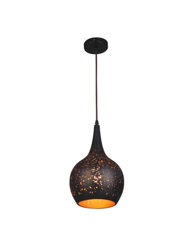 PENDANT ES 40W BLK BELL with Gold interior OD 200mm x L310mm 3m cable WTY 1YR