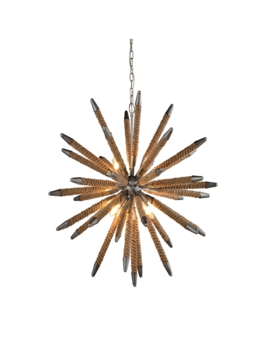 PENDANT SES x 8 60W Weathered Zinc Hardware and Natural Rope OD860mm x H860mm 3m chain WTY 1YR