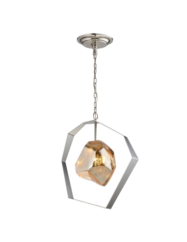 PENDANT ES 60W SS with Silvered Glass OD450mm x H518mm 3m chain WTY 1YR