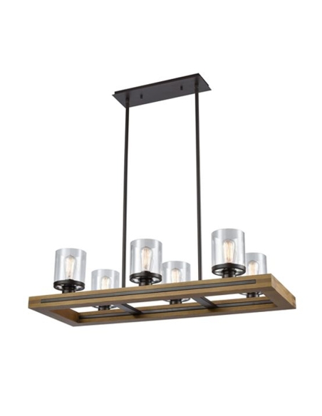 METI01 - METI Medieval Rustic Rectangular Warm Chestnut Wood Frame Pendant Light
