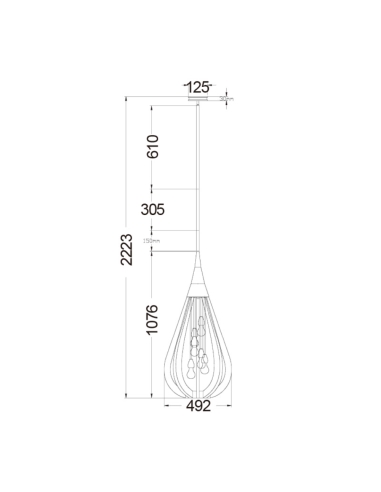 BONITO Modern 6 Light Timber Pendant Winter Moss BONITO8