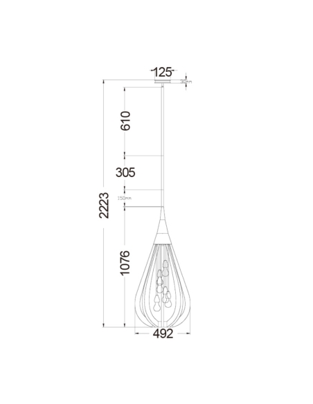 BONITO Modern 6 Light Timber Pendant Winter Moss BONITO8