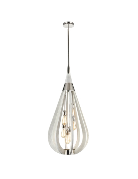 BONITO8 - BONITO Rustic Large Taupe / Winter Moss Wood Tear Drop Pendant Light