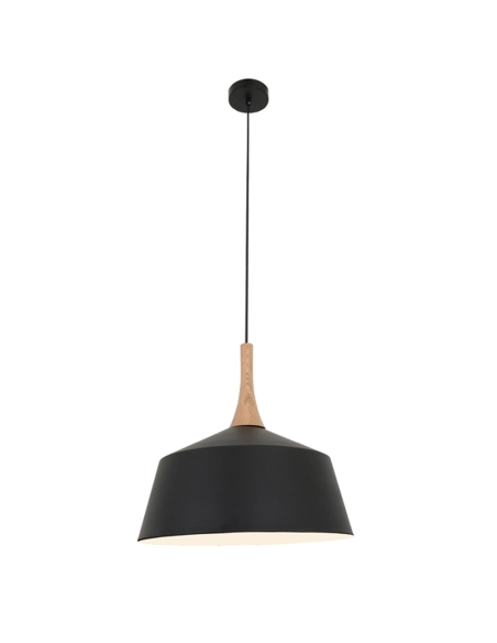 NORDIC4 - NORDIC Modern Scandinavian Medium Dome Shape Steel & Wood Pendant Lights - Black
