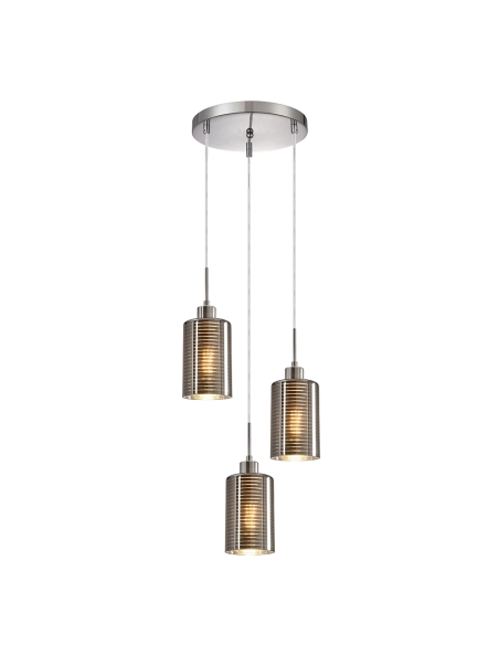 ESPEJO1X3R - ESPEJO1 Interior Iron & Chrome Oblong Glass with Line Effect Pendant Lights