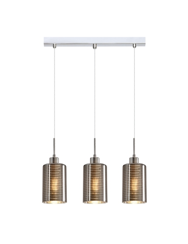 ESPEJO1X3S - ESPEJO1 Interior Iron & Chrome Oblong Glass with Line Effect Pendant Lights
